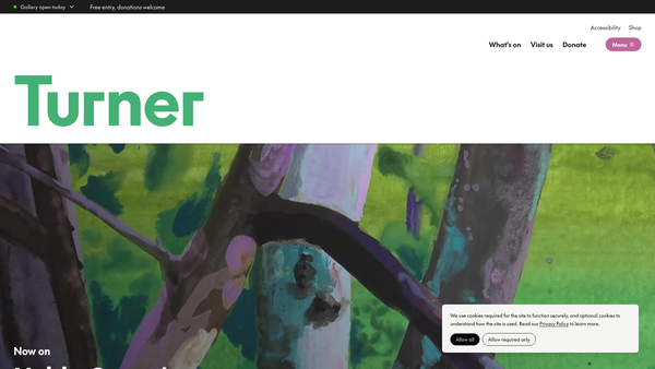 Screenshot of the Turner Contemporary website