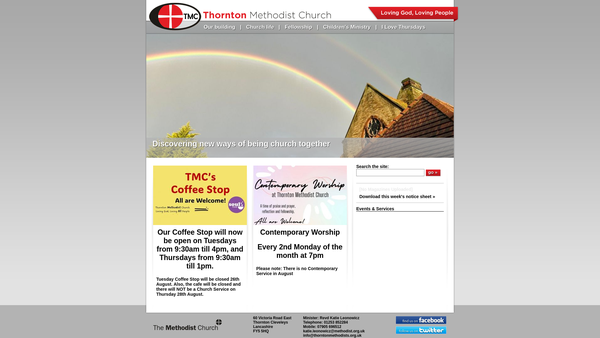 Screenshot of the Thornton Methodist Church website
