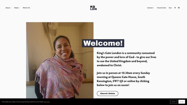 Screenshot of the King's Gate Christian Fellowship website