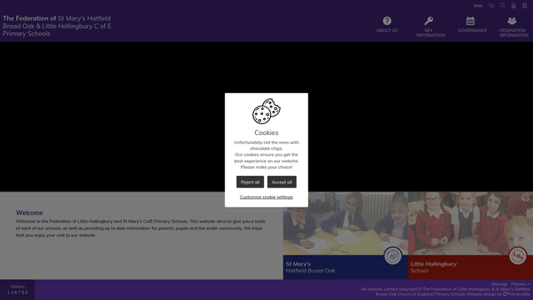 Screenshot of the Hatfield Broad Oak Parent Teacher Association website