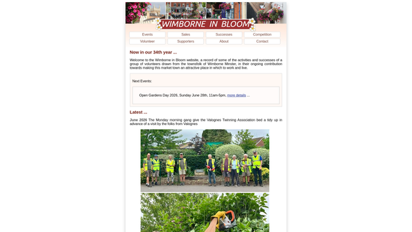 Screenshot of the Wimborne In Bloom website