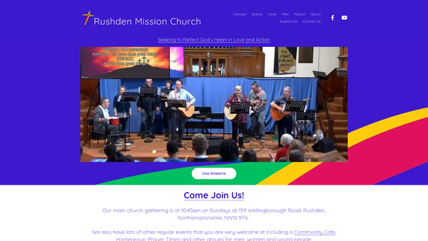 Screenshot of the Rushden Mission Church website