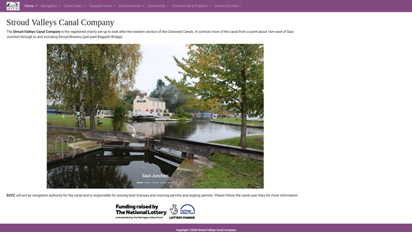 Screenshot of the Stroud Valleys Canal Company website