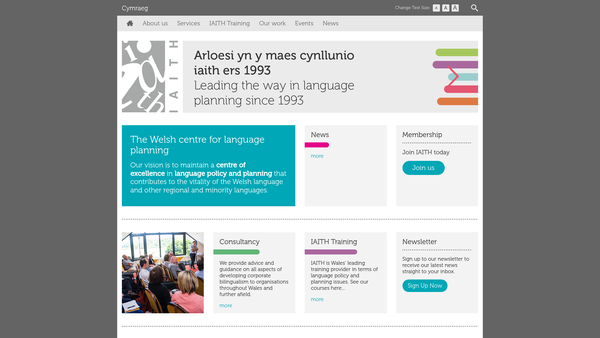Screenshot of the Iaith Cyf website