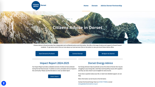 Screenshot of the Citizens Advice In Dorset website