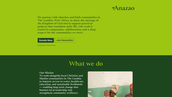 Screenshot of the Anazao website