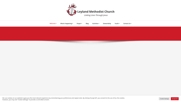 Screenshot of the Leyland Methodist Church, Leyland, Lancashire website