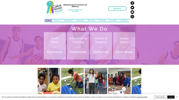 Screenshot of the Caius House website