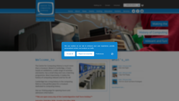 Screenshot of the The Centre For Computing History website