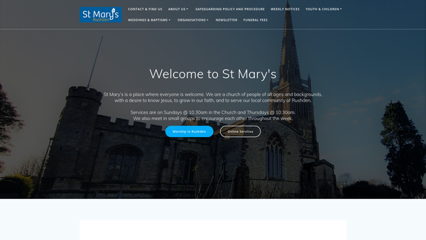 Screenshot of the The Parochial Church Council Of The Ecclesiastical Parish Of St. Mary, Rushden website