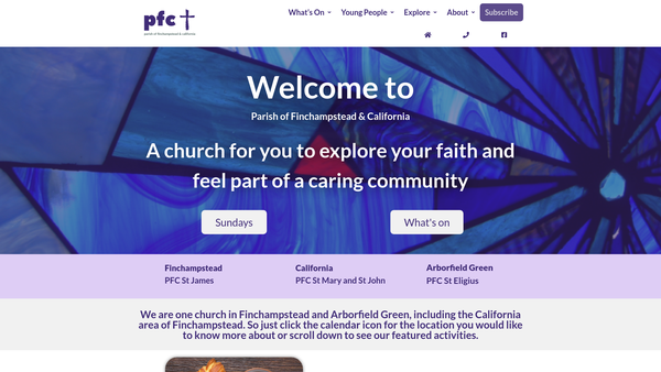 Screenshot of the Parochial Church Council Of The Ecclesiastical Parish Of Finchampstead And California website