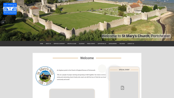 Screenshot of the The Parochial Church Council Of The Ecclesiastical Parish Of St Mary, Portchester website