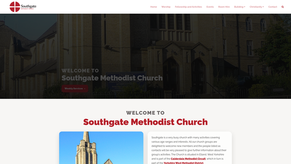 Screenshot of the Southgate Methodist Church website