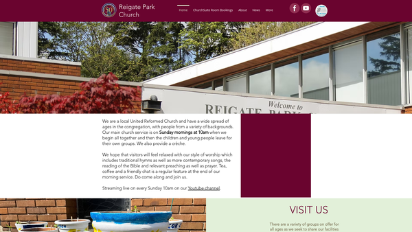 Screenshot of the Reigate Park United Reformed Church Charity website