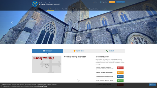 Screenshot of the The Parochial Church Council Of The Ecclesiastical Parish Of St Peter, Great Berkhamsted website