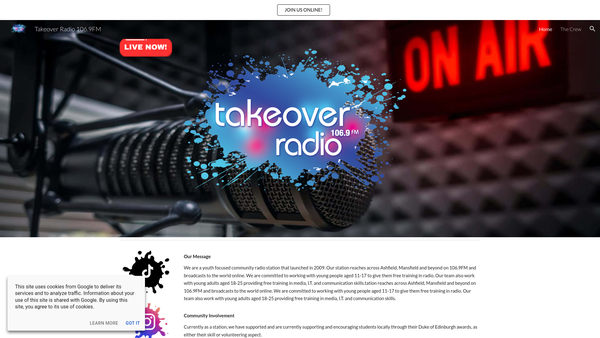 Screenshot of the Sutton Youth Radio Ltd website