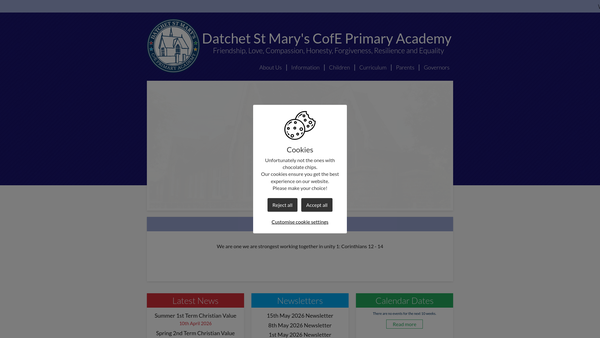 Screenshot of the Datchet St Mary's C Of E School PTA website