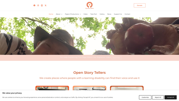 Screenshot of the Openstorytellers Limited website