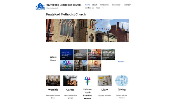 Screenshot of the Knutsford Methodist Church website