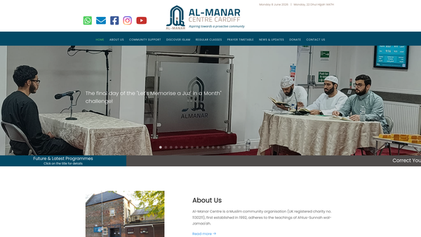 Screenshot of the Al-Manar Centre Trust website