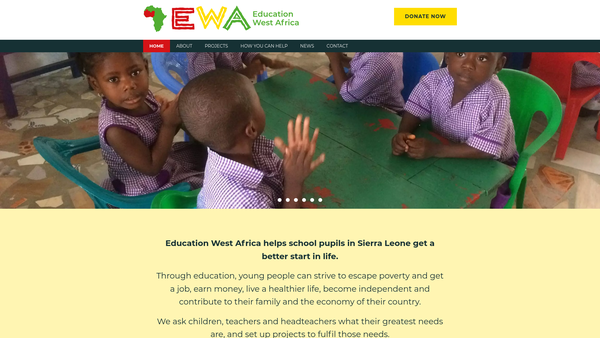 Screenshot of the Education West Africa website