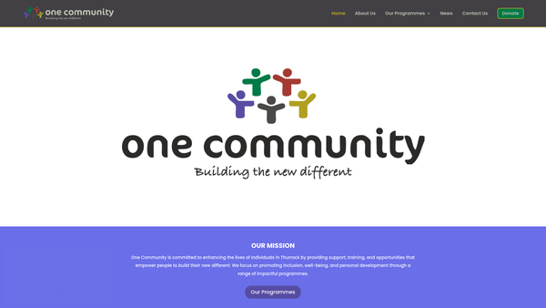 Screenshot of the One Community Development Trust website
