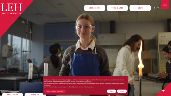 Screenshot of the The Lady Eleanor Holles School website