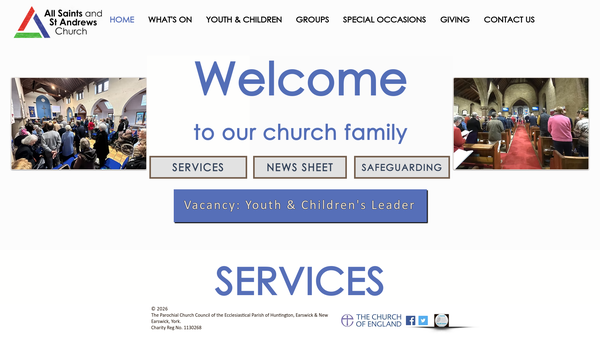Screenshot of the The Parochial Church Council Of The Ecclesiastical Parish Of Huntington, Earswick & New Earswick website