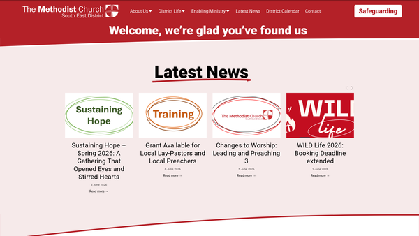 Screenshot of the The Methodist Church: South-East District website