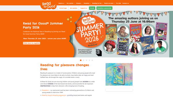Screenshot of the Read For Good website