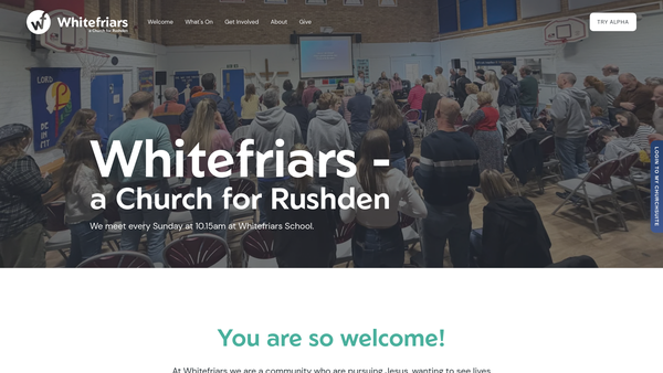 Screenshot of the The Parochial Church Council Of The Ecclesiastical Parish Of Rushden Whitefriars website