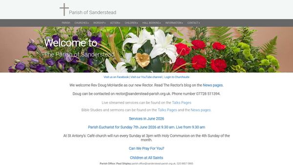 Screenshot of the The Parochial Church Council Of The Ecclesiastical Parish Of Sanderstead website