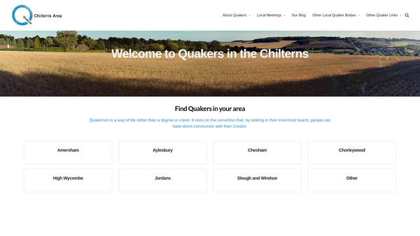 Screenshot of the Chilterns Area Quaker Meeting (Religious Society Of Friends) And Related Charities website