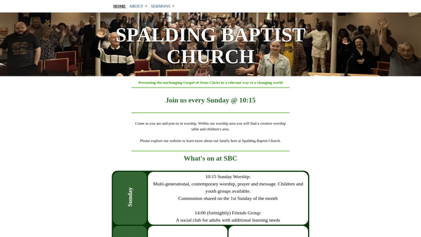 Screenshot of the Spalding Baptist Church website