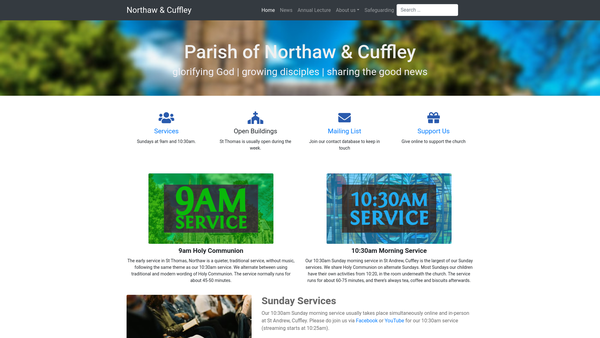 Screenshot of the The Parochial Church Council Of The Ecclesiastical Parish Of Northaw & Cuffley website
