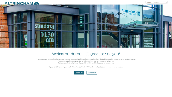 Screenshot of the Altrincham Baptist Church website