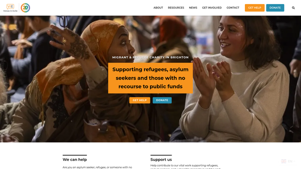 Screenshot of the Voices In Exile website