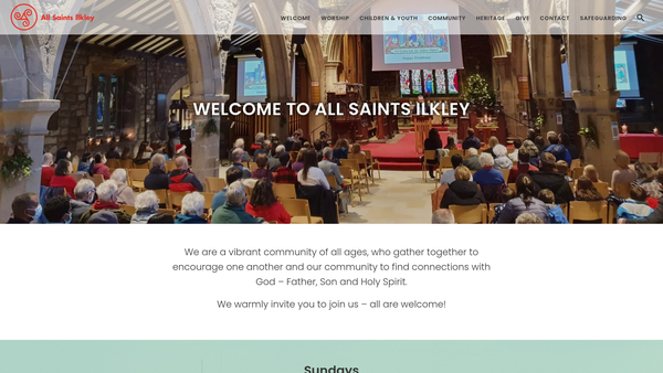 Screenshot of the The Parochial Church Council Of The Ecclesiastical Parish Of All Saint's, Ilkley website