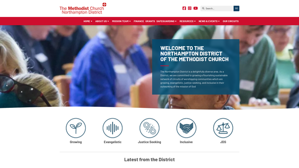 Screenshot of the Northampton Methodist District website