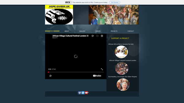 Screenshot of the Hope Givers website