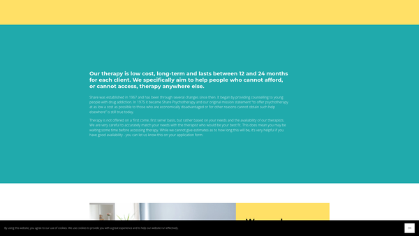 Screenshot of the Share Psychotherapy website