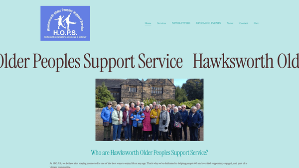 Screenshot of the Hawksworth Older Peoples Support Services (Hops) Ltd website