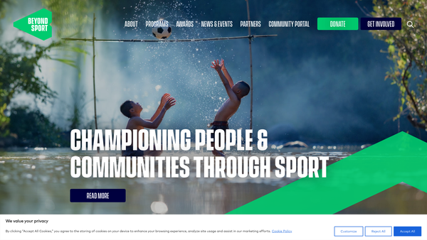 Screenshot of the Beyond Sport Foundation website
