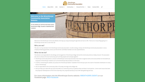 Screenshot of the Wrenthorpe Community Association Limited website