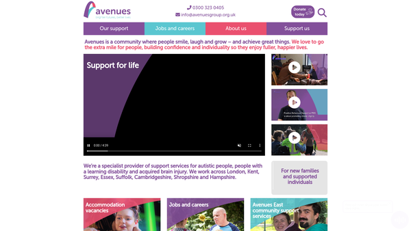 Screenshot of the The Avenues Trust Group website