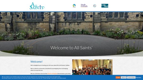 Screenshot of the The Parochial Church Council Of The Ecclesiastical Parish Of All Saints' Halifax website