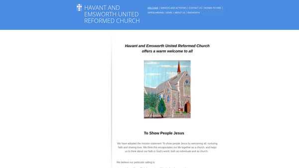 Screenshot of the Havant and Emsworth United Reformed Church Charity website