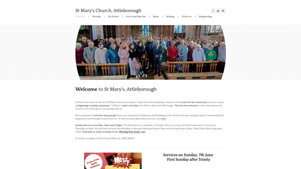 Screenshot of the St Mary's Church Attleborough Pcc website