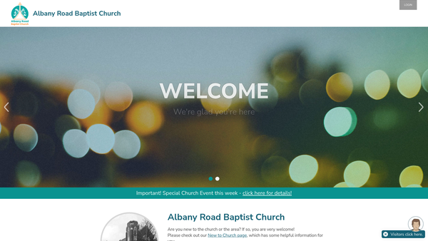 Screenshot of the Albany Rd Baptist Church website