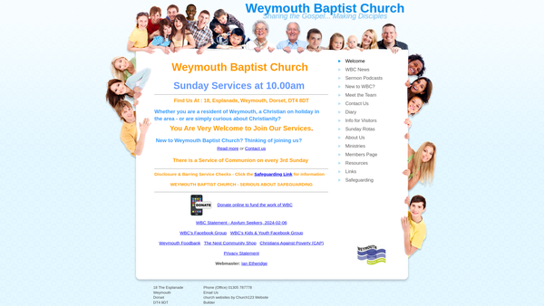 Screenshot of the Weymouth Baptist Church website